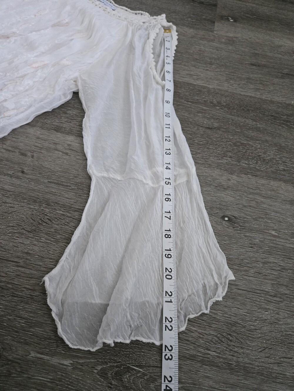 Tempo Paris Silk White Cold Shoulder Fairy Boho Tunic Blouse Small Dainty - Picture 13 of 13